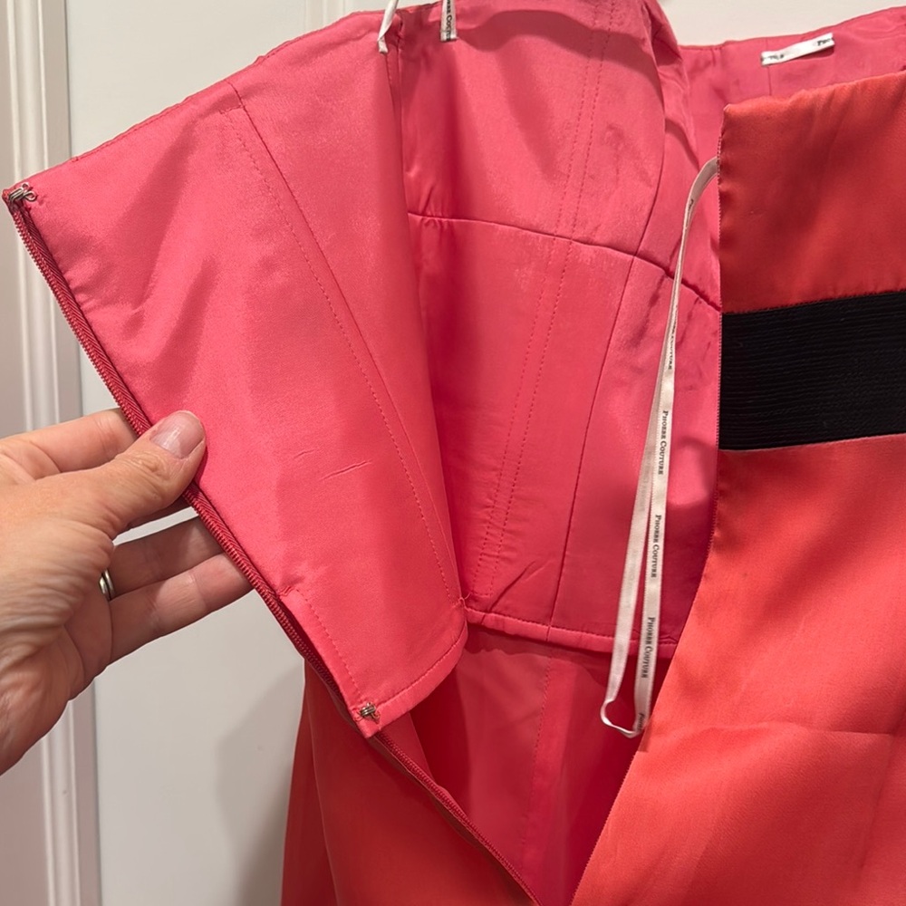 Phoebe Couture Size 2 Pink and Black Ruffled Strapless Mini Dress - Picture 7 of 16